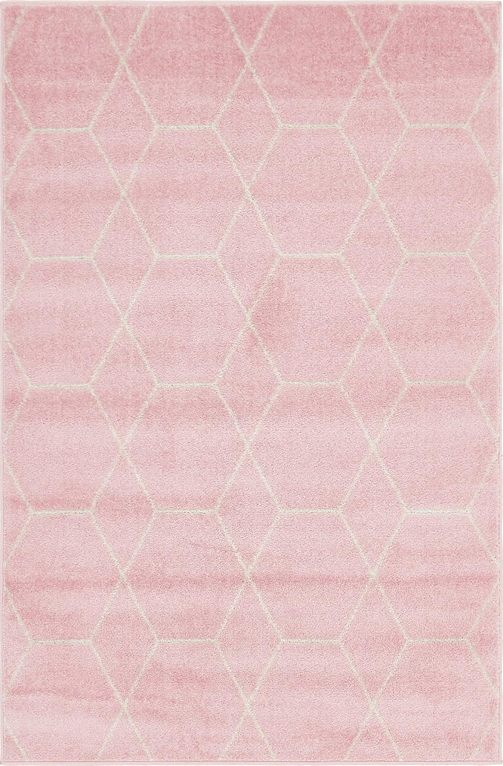 Unique Loom Trellis Frieze Collection Area Rug in Light Pink/Ivory