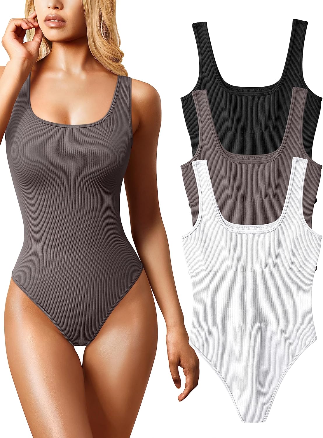 OQQ Women's 3 Piece Bodysuits for Trendy Outfits and Style