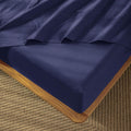 Dark Blue Twin Fitted Sheet - 100% Washed Cotton Deep Pocket