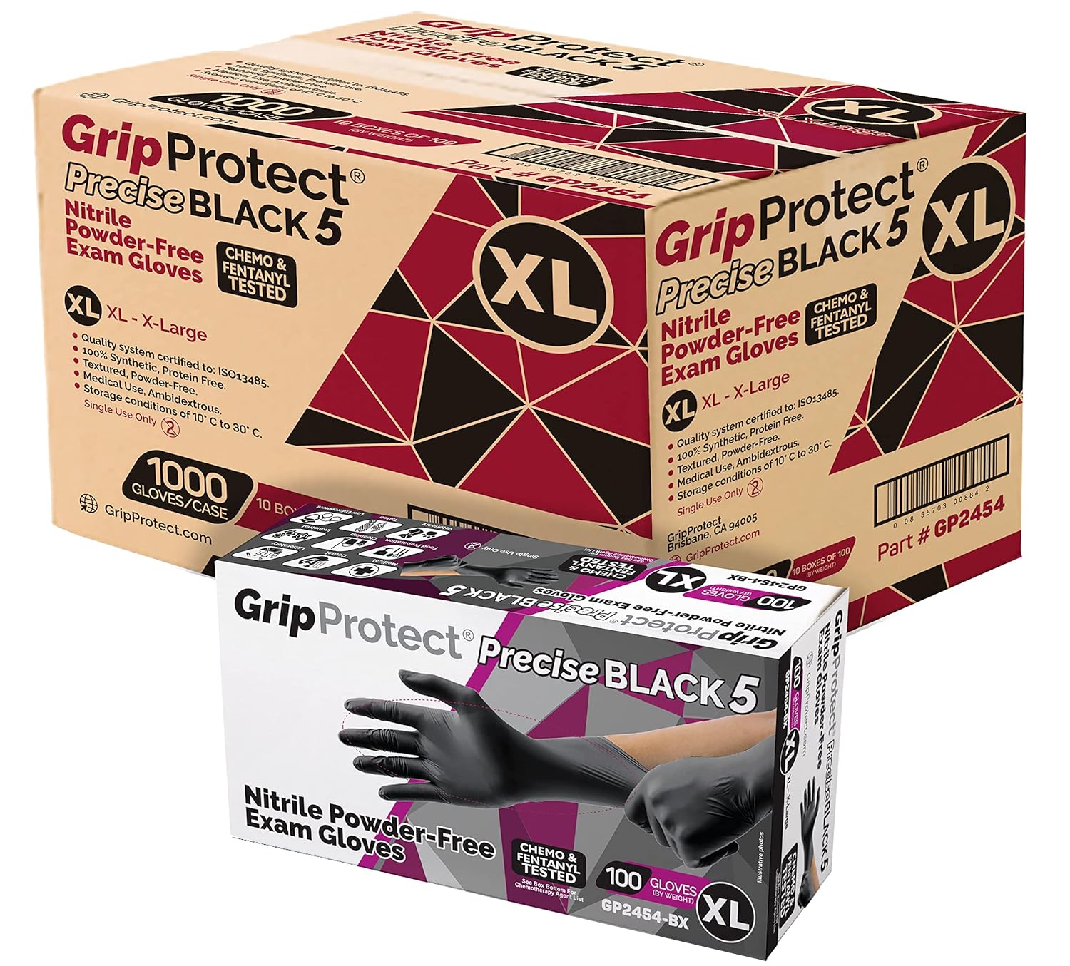 Chemical-Resistant Black Nitrile Gloves XL (100 ct) - BMC Protect