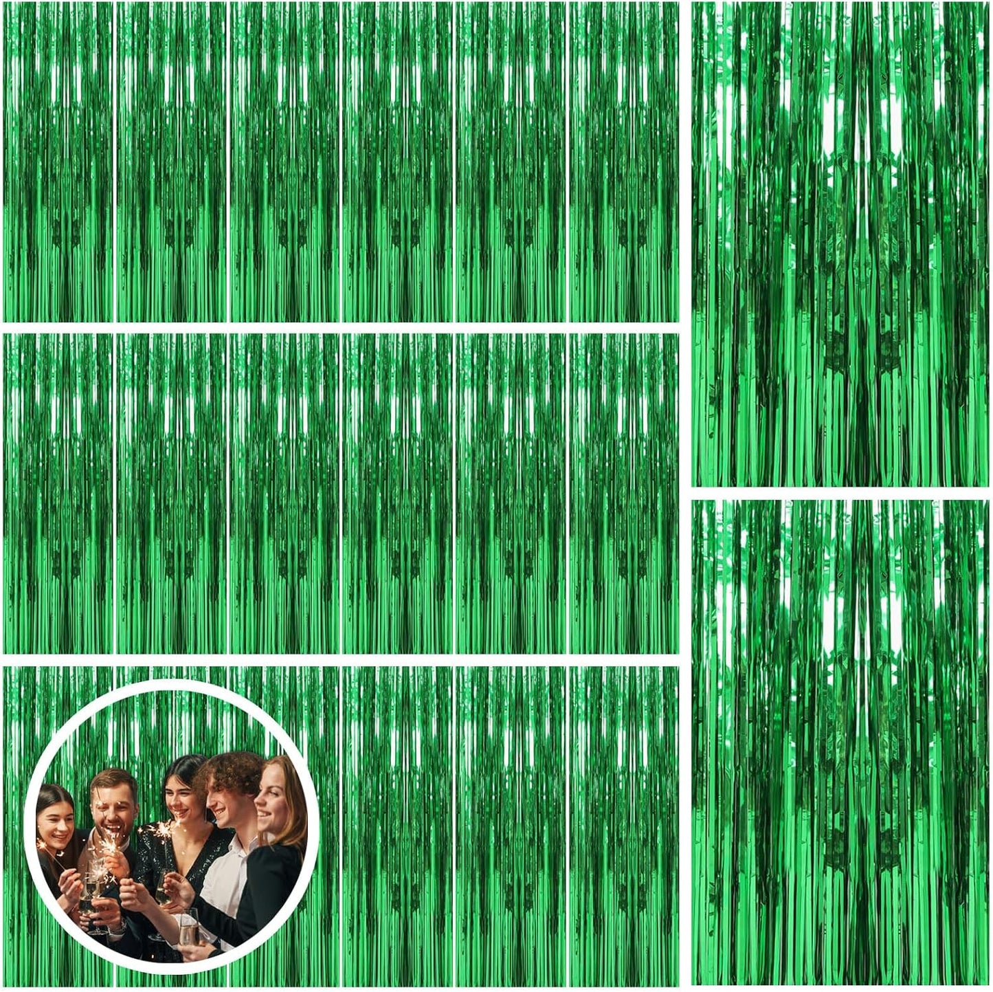 20 Pack Green Streamers Backdrop for Jungle Party Decorations
