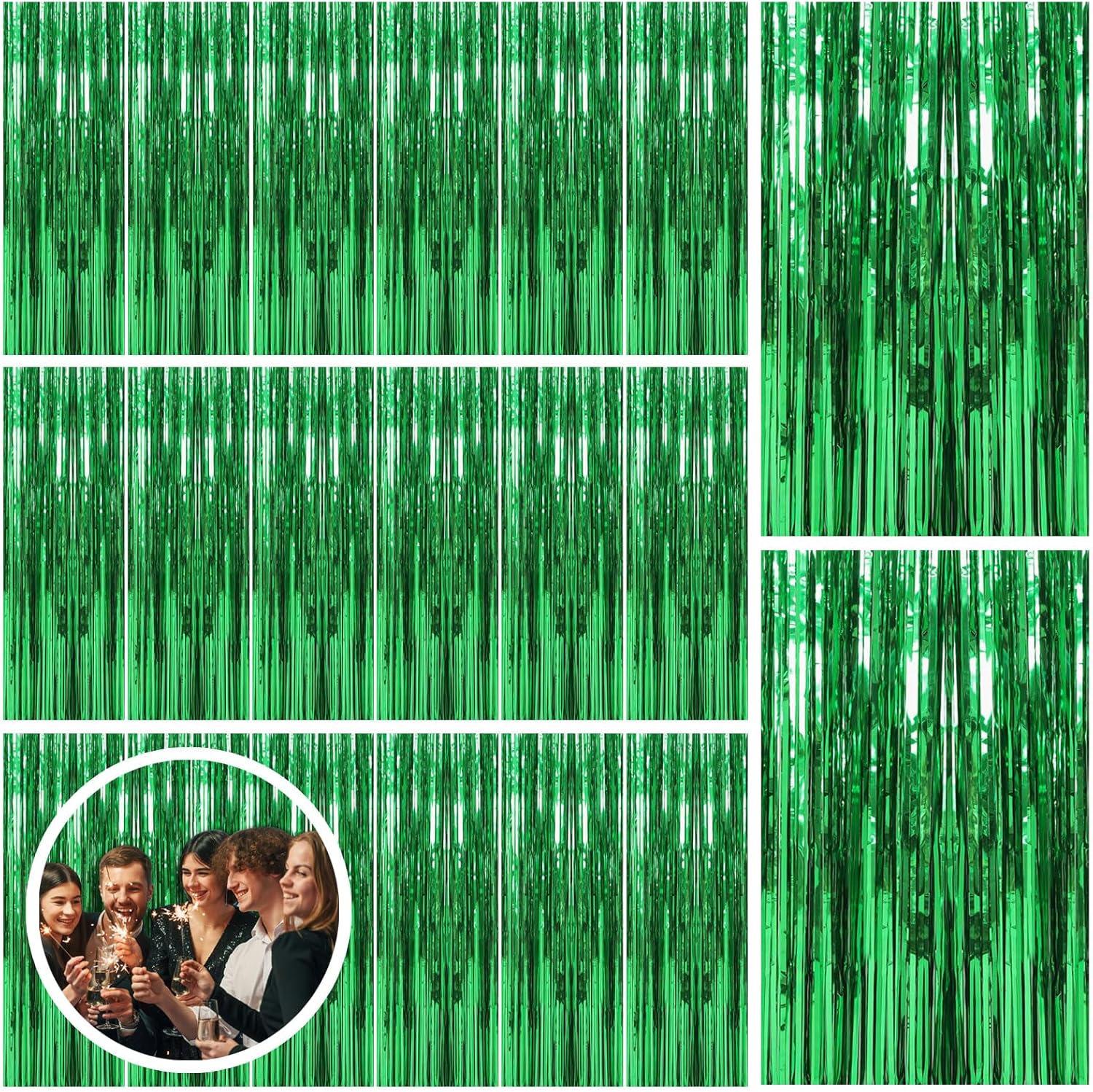20 Pack Green Streamers Backdrop for Jungle Party Decorations