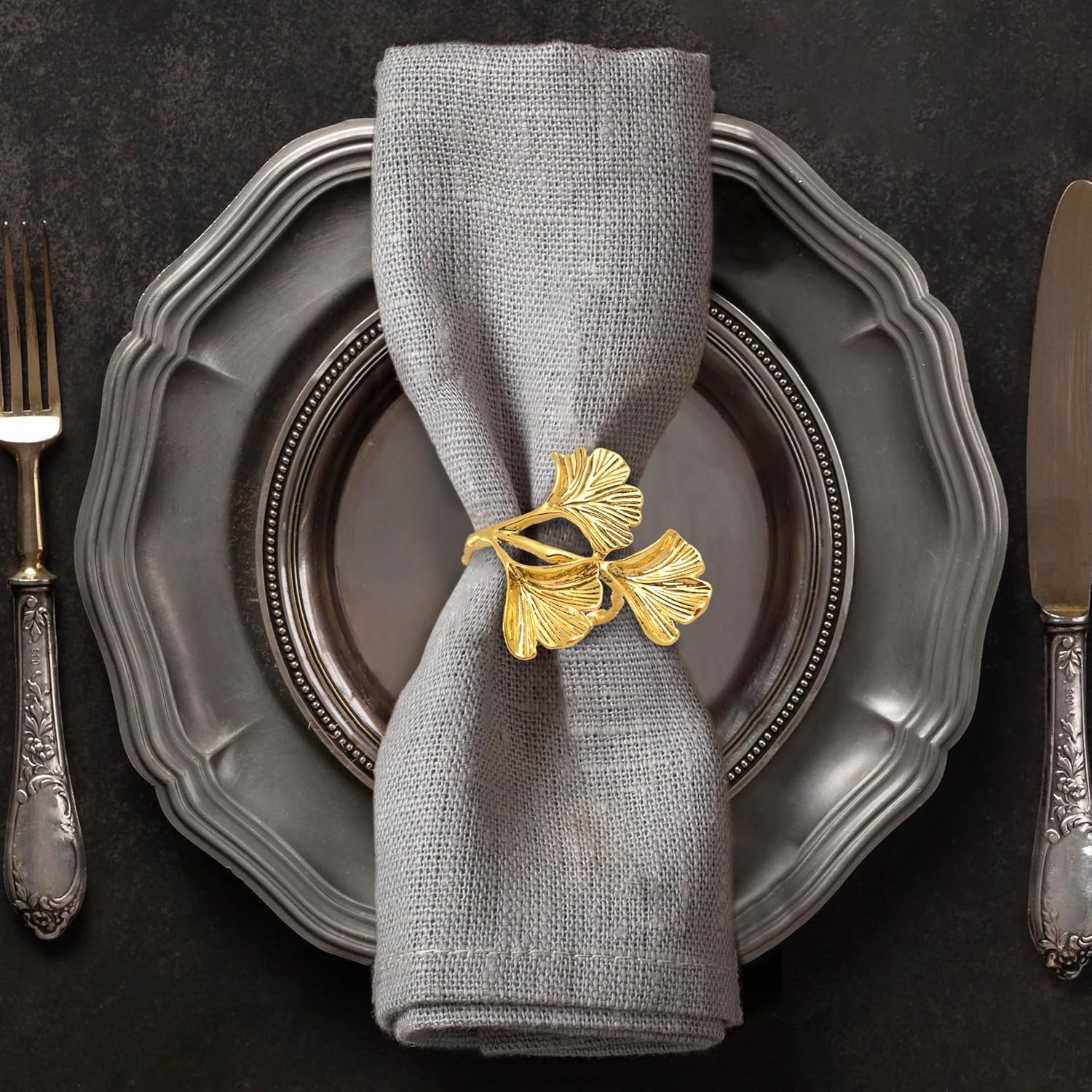 Elegant Gold Napkin Rings Set of 8 for Festive Table Decor