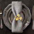 Gold Napkin Rings Set of 12 Leaf Design - Festive Table Decor