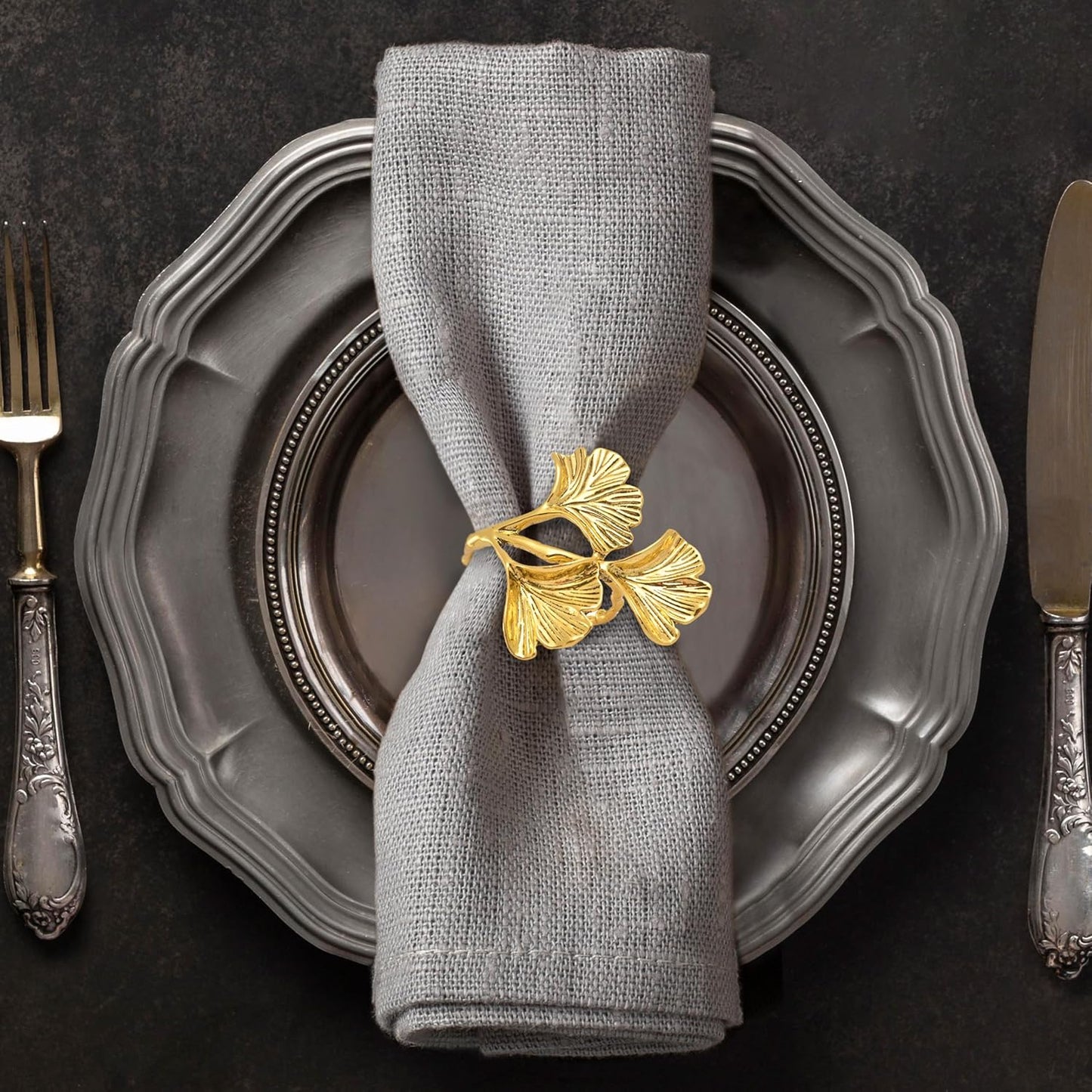 Elegant Gold Napkin Rings Set of 12 for Festive Table Decor