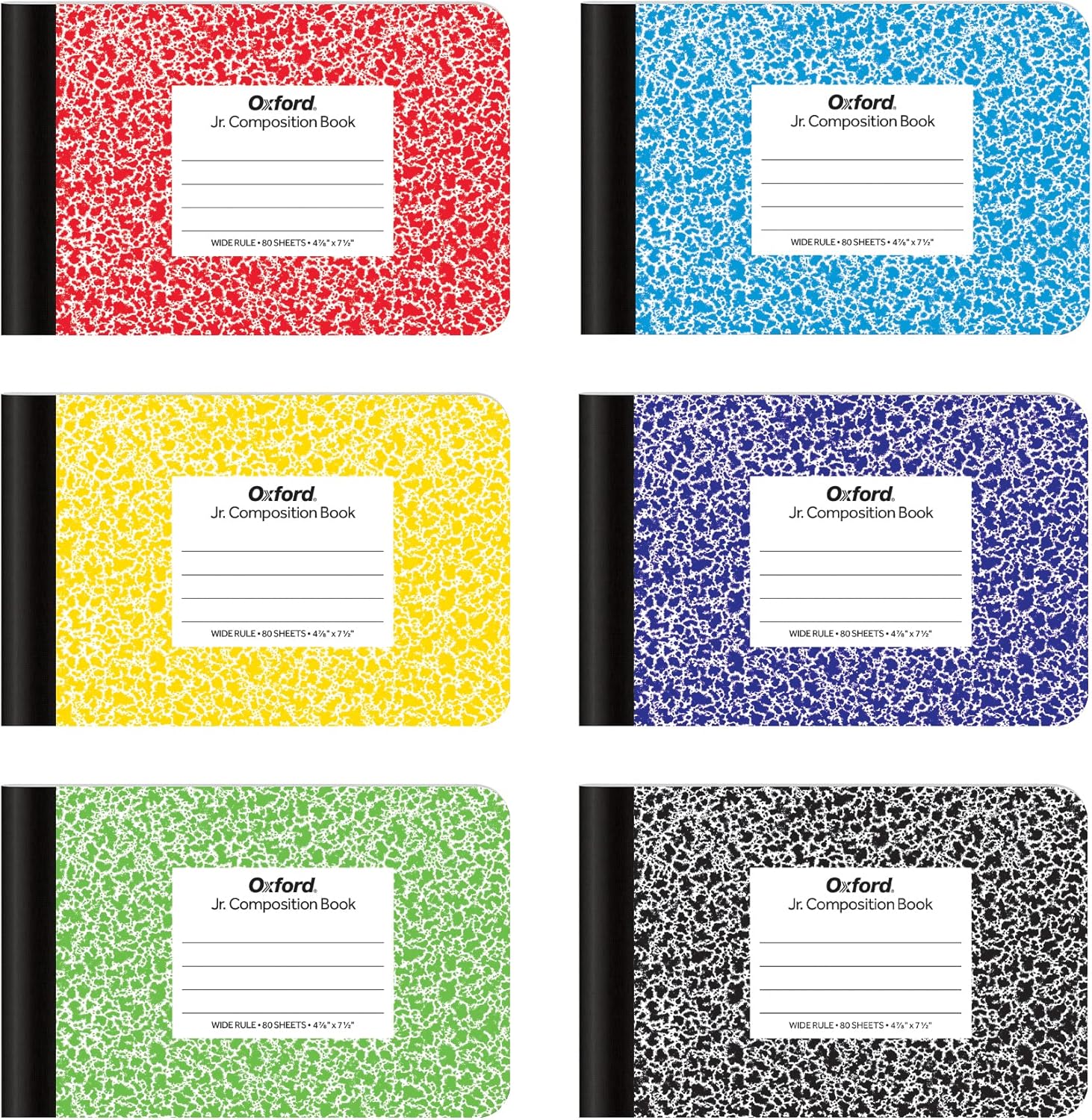 Colorful Kids Journal Pack, Oxford Composition Notebooks, 80 Sheets