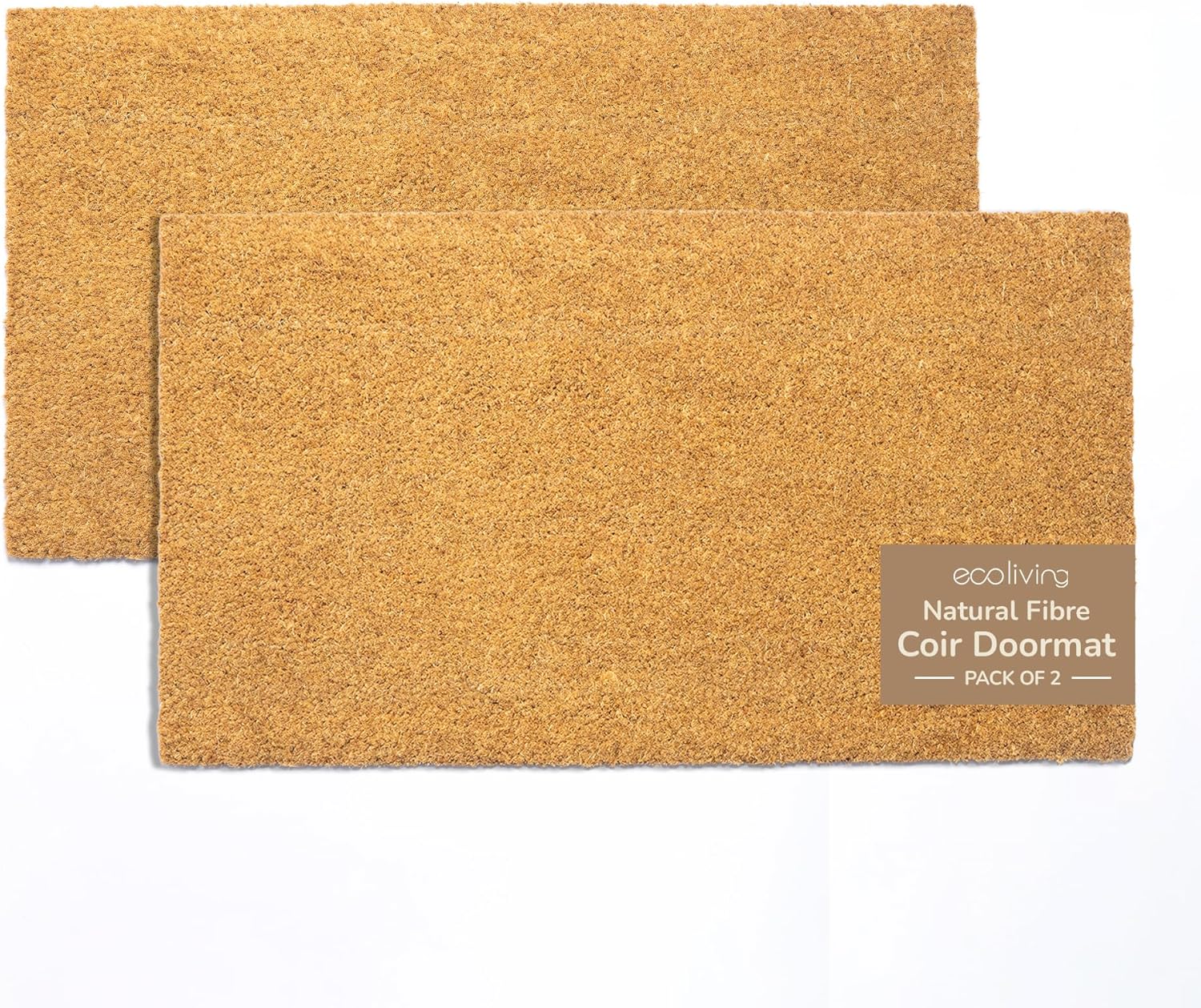 Welcome Natural Coir Doormats Pack of 2 for Indoor Outdoor Use