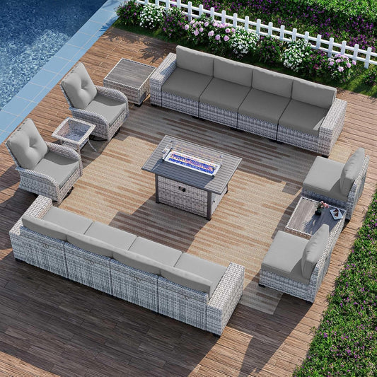 16-Piece Outdoor Patio Furniture Set with Fire Pit Table