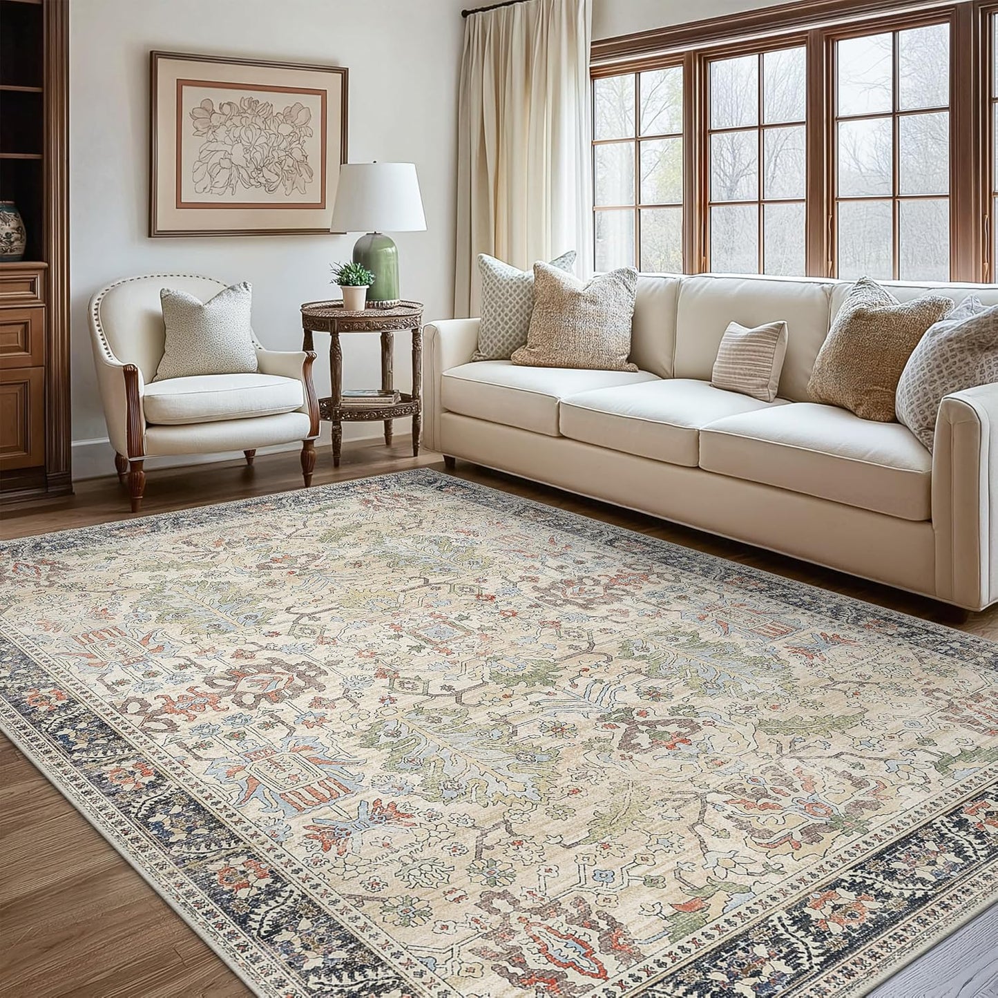 10x14 Area Rugs for Living Room, Boho Vintage Non-Slip Design