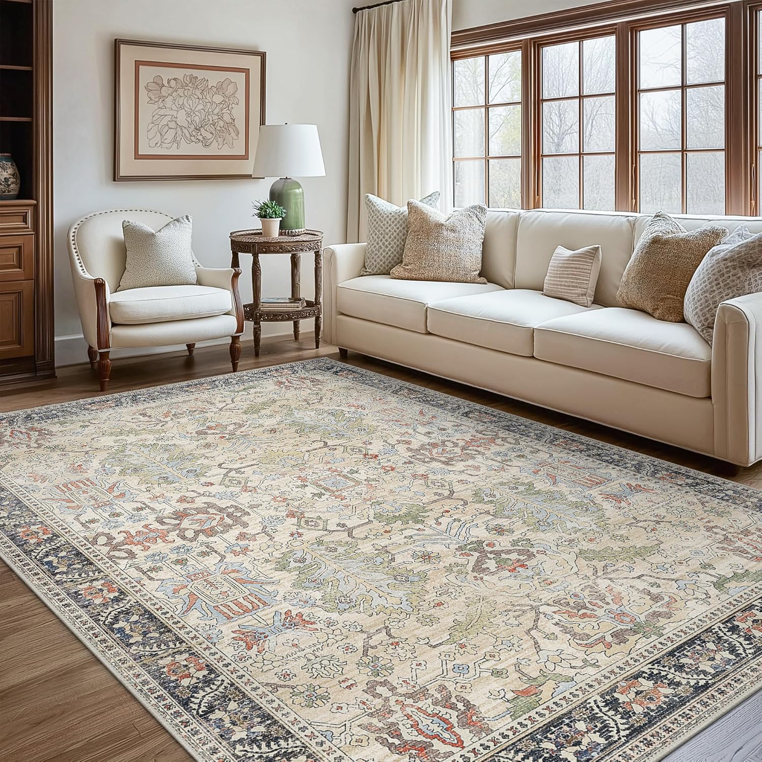 10x14 Area Rugs for Living Room, Boho Vintage Non-Slip Design