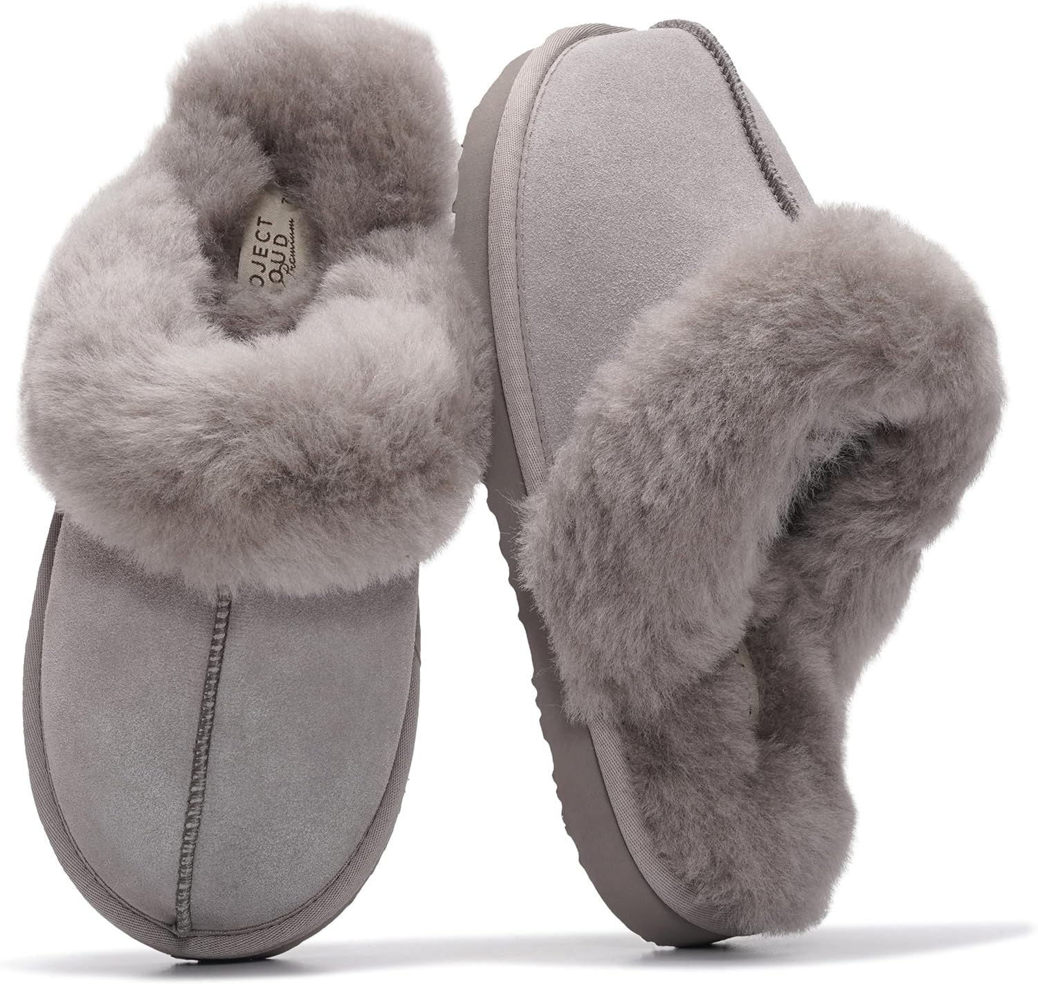 Project Cloud Genuine Leather Slippers with Cozy Fur Lining