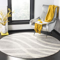 Adirondack 8 ft Round Grey Cream Area Rug - Durable, Non-Shedding