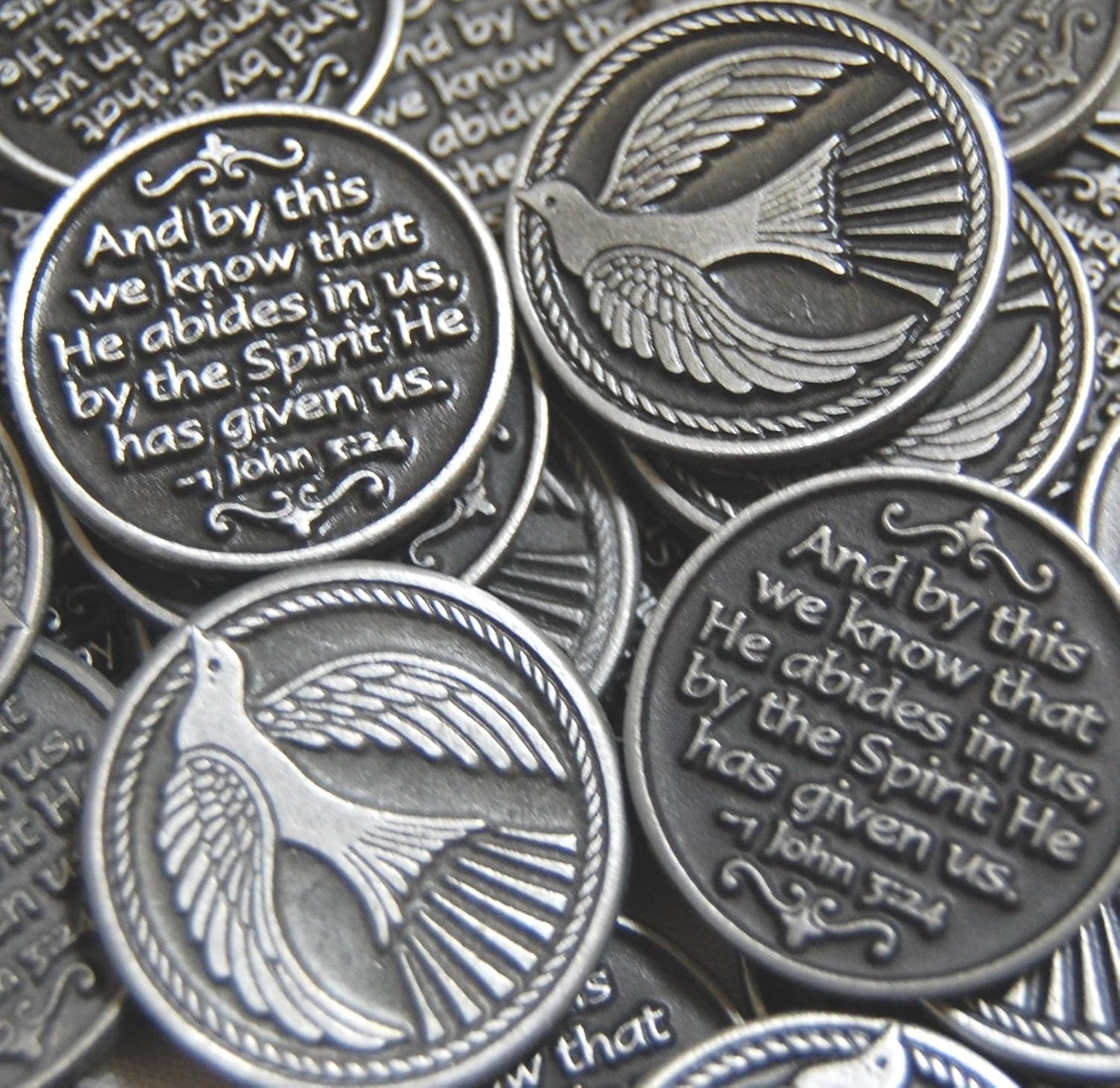Set of 25 Dove Holy Spirit Pocket Token Coins for Gifts
