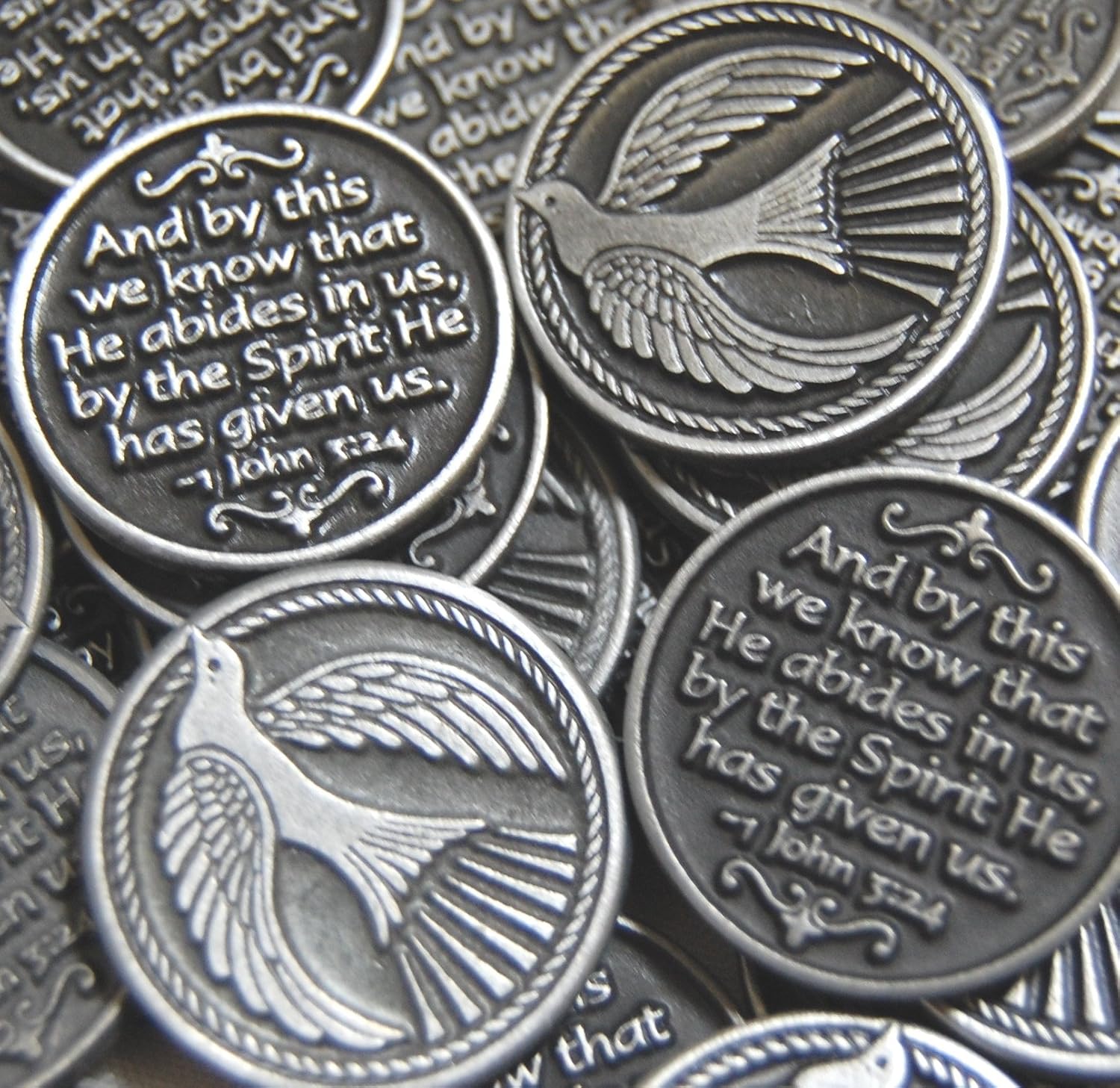 Set of 25 Dove Holy Spirit Pocket Token Coins for Gifts
