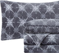 Velvet Flannel Twin XL Sheet Set Gray Snowflake - Cozy Deep Pocket