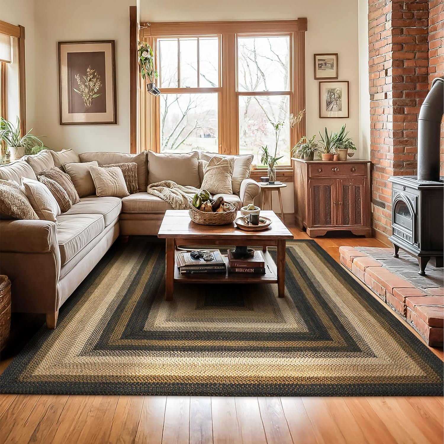 Kilimanjaro Premium Jute Braided Area Rug, 8ft x 10ft Black
