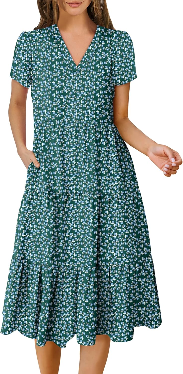 ANRABESS Women's Summer Casual V Neck Midi Dress for All Occasions