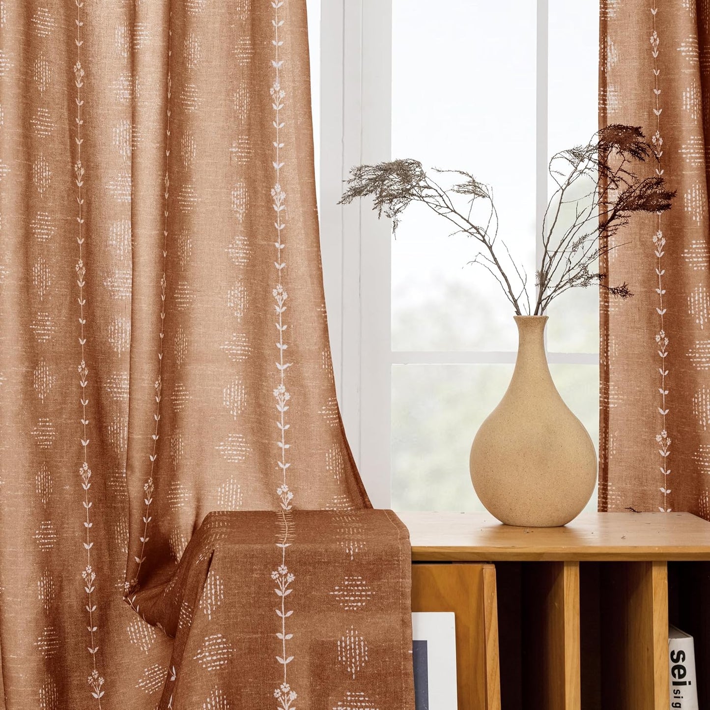 Floral Sheer Curtains 96 Inches Long for Cozy Fall Decor