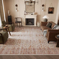Vintage 8x10 Washable Area Rug - Low-Profile, Non-Slip Living Room Rug