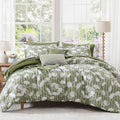 King Comforter Set Olive Green Floral - 7 Piece All-Season Set