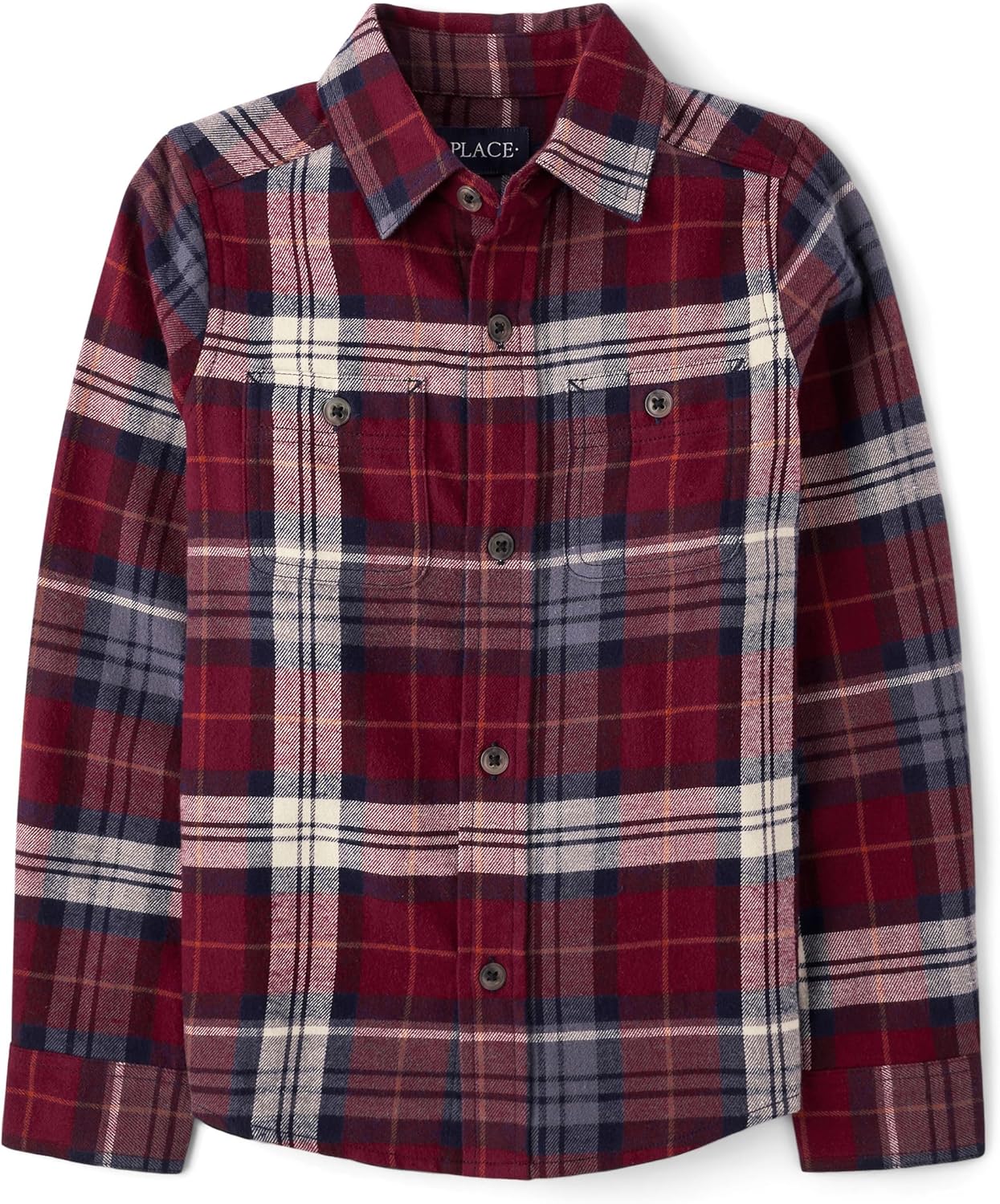 Boys Long Sleeve Plaid Flannel Button Up Shirt for Kids