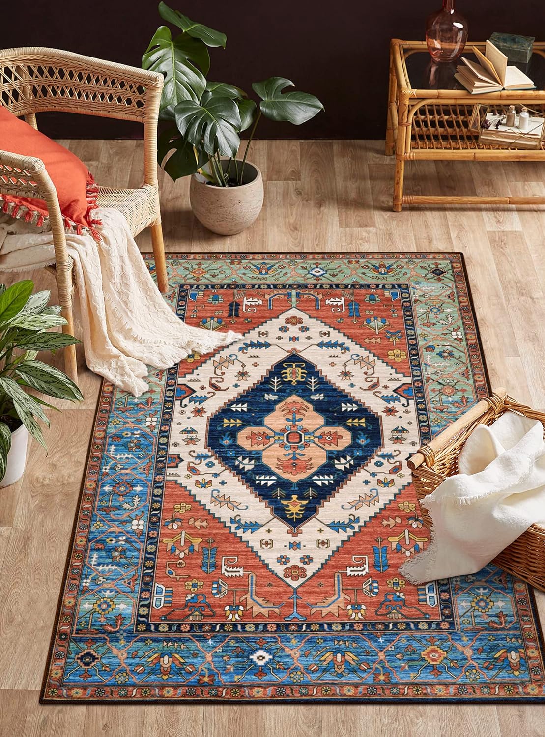 Lahome Boho 3x5 Washable Area Rugs for Living Room and More