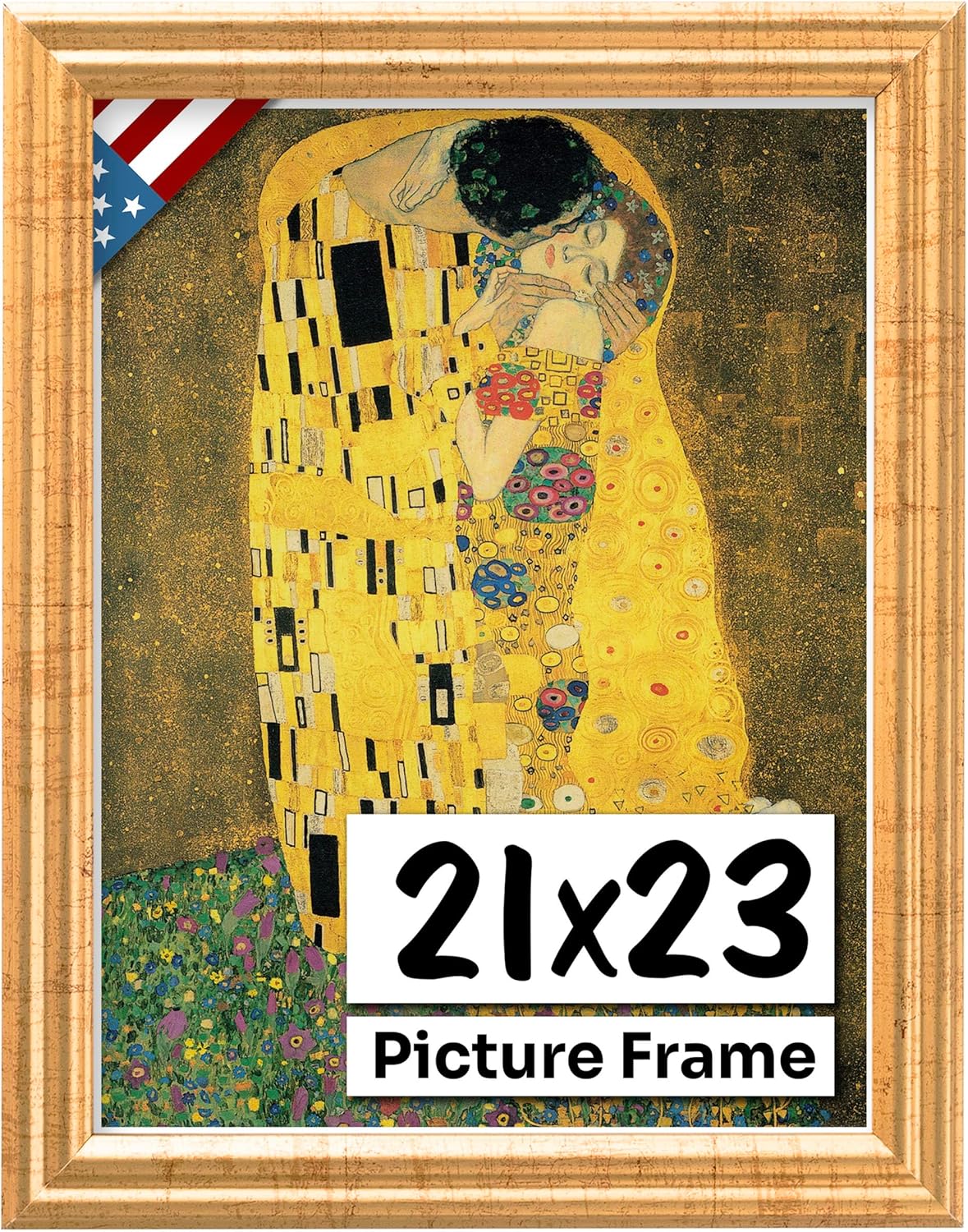 Antique Gold 21x23 Picture Frame - Handmade Solid Wood Decor