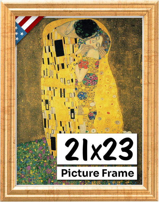 Antique Gold 21x23 Picture Frame - Handmade Solid Wood Decor