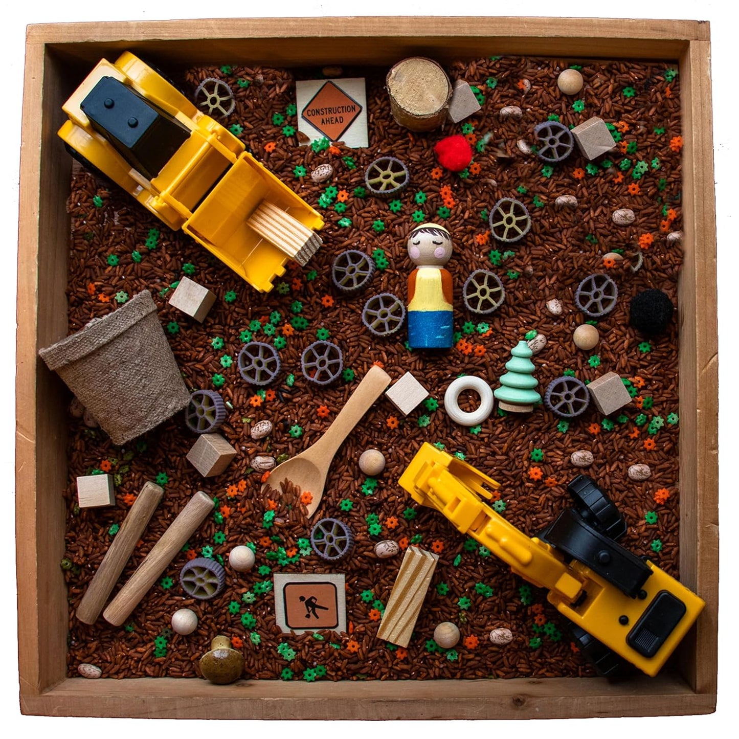 Construction Sensory Bin for Kids - Montessori Toys for Play