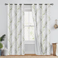 Blackout Curtains Sage Green Tree Branch Pattern - Room Darkening