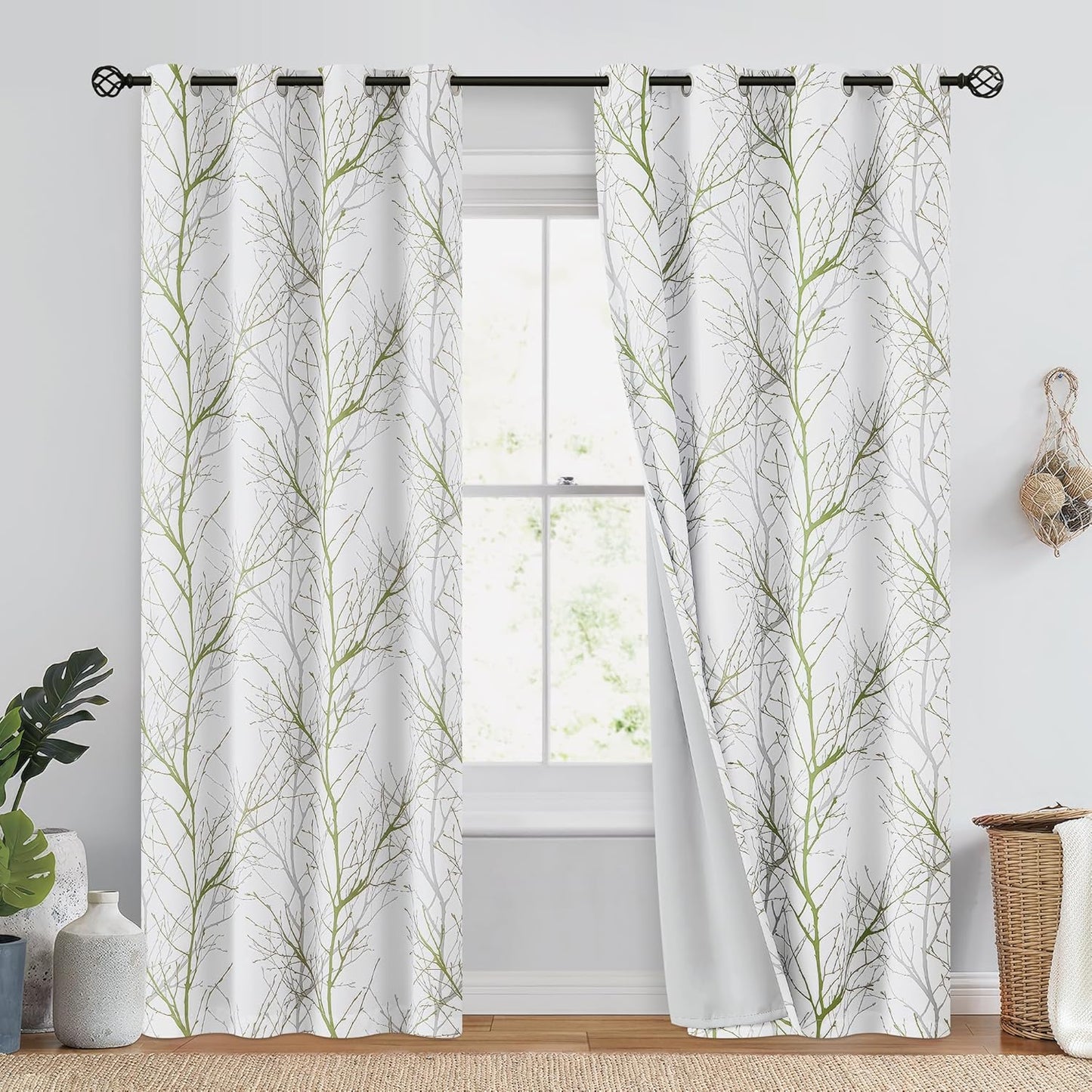 FMFUNCTEX Blackout Curtains with Tree Pattern for Bedroom