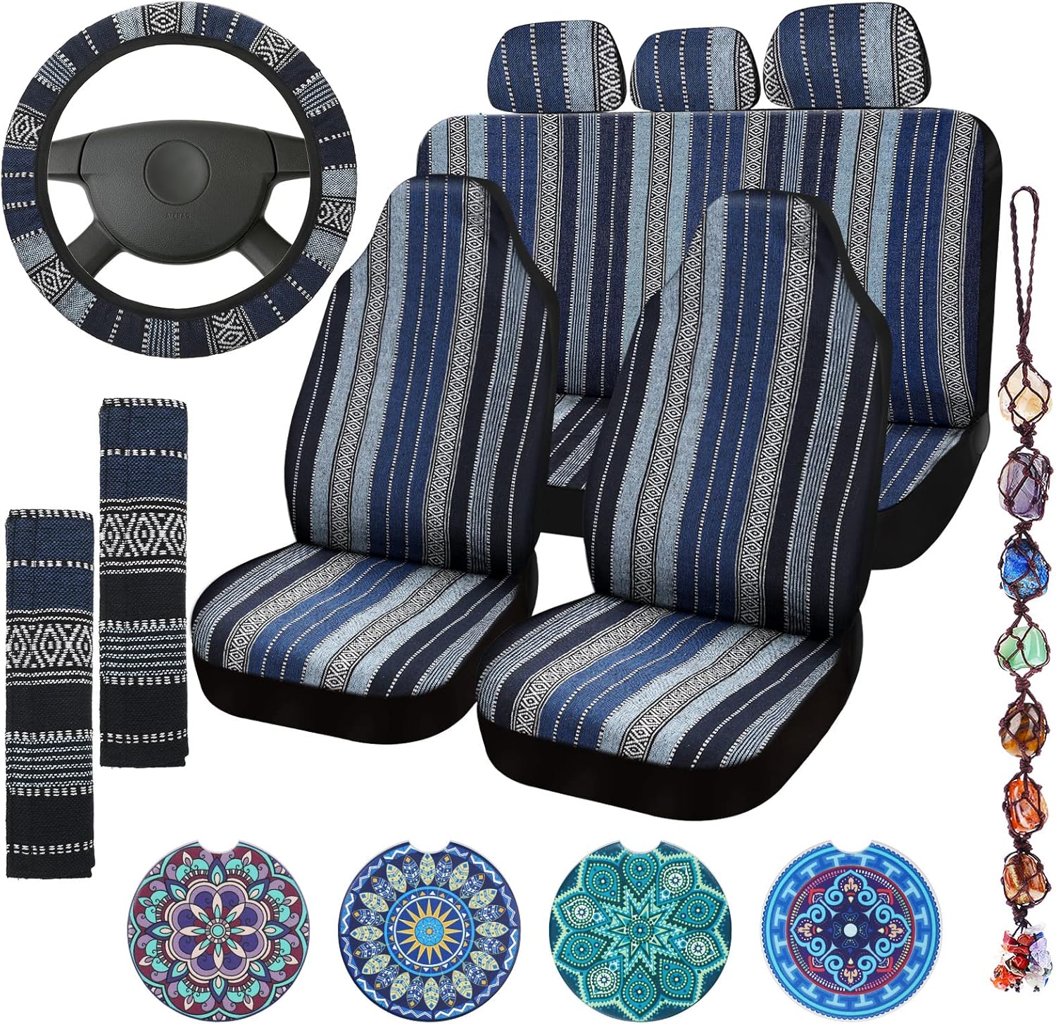 Boho Blue Car Seat Covers Set - Frienda