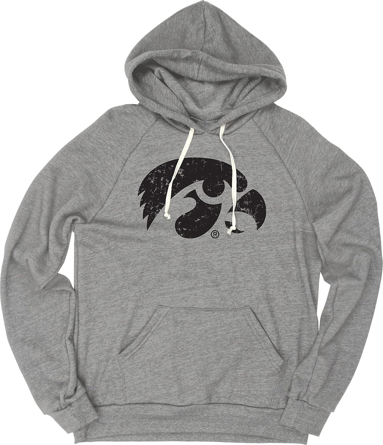 Iowa Hawkeyes Men's Tri-Blend Hoodie with Vintage Icon Design