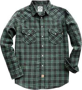 Dubinik Flannel Shirt for Men - Vintage Pearl Snap Western Style