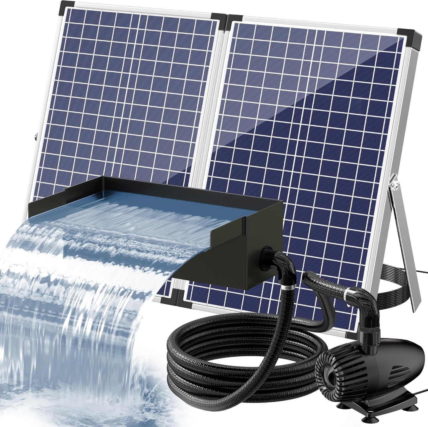 70W Solar Water Pump with Stainless Steel Pond Waterfall Kit