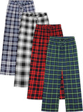 Boys Plaid Pants with Pockets Elastic Waist Drawstring - Cozy Fit