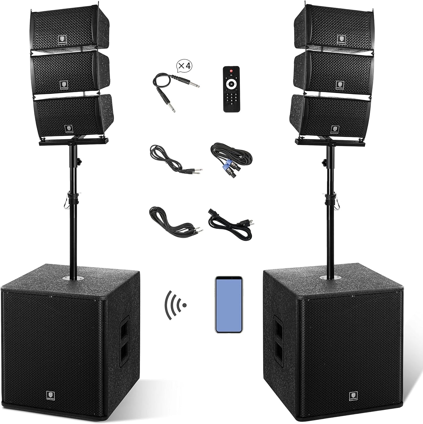 PRORECK Club 8000 Powered PA Speaker System with Bluetooth and USB