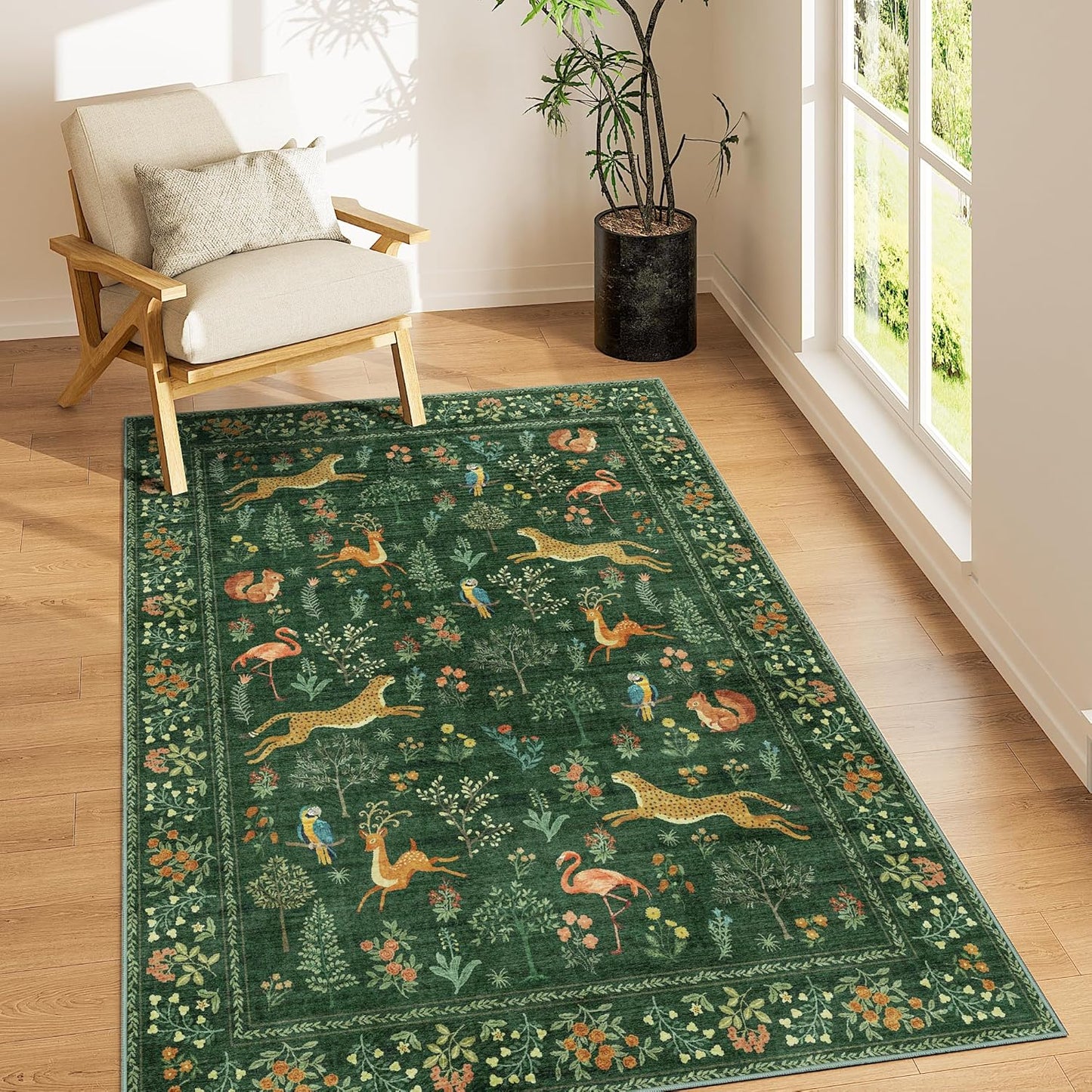 DUKINO 3x5 Washable Animal Area Rug for Cozy Home Decor
