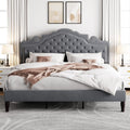 King Size Bed Frame with Adjustable Velvet Tiara Headboard - Elegant