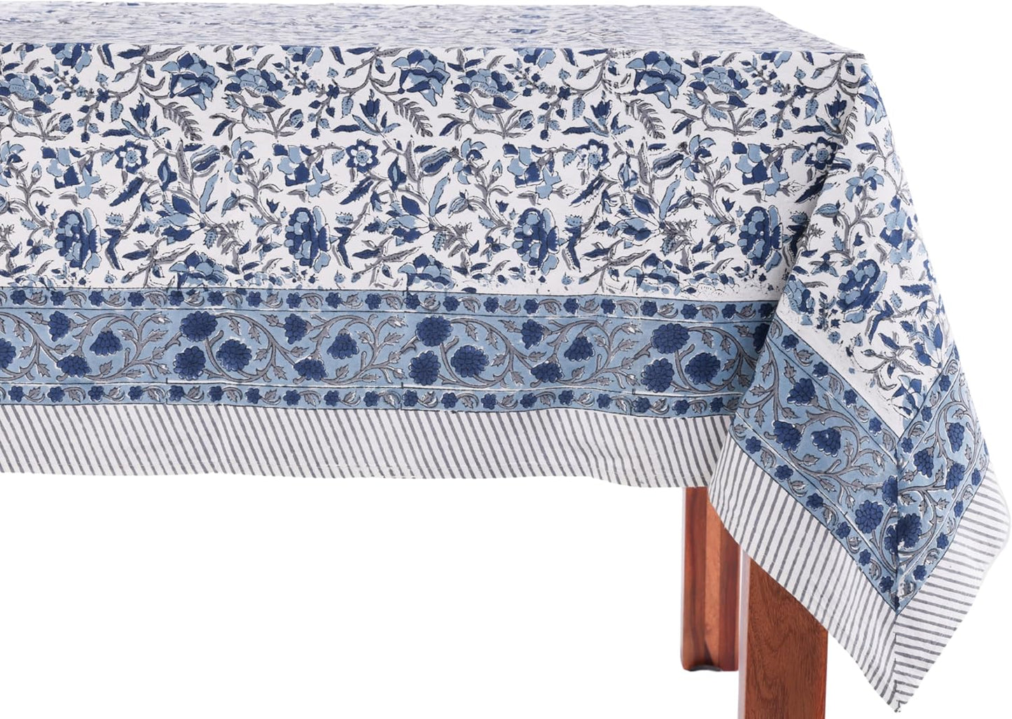 Jodhpur Blue 100% Cotton Rectangle Tablecloth for Dining Tables