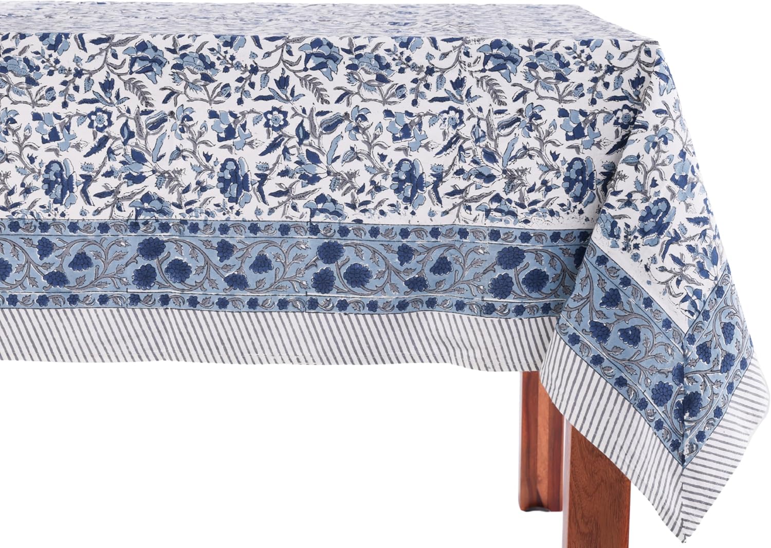 Jodhpur Blue 100% Cotton Rectangle Tablecloth for Dining Tables