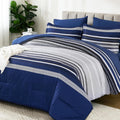 Dobuyly Navy Blue King Size Comforter Set 7 Pieces - Soft Microfiber