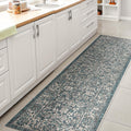 JONATHAN Y Weave Floral Indoor Outdoor Runner Rug 2x10 Teal/Gray
