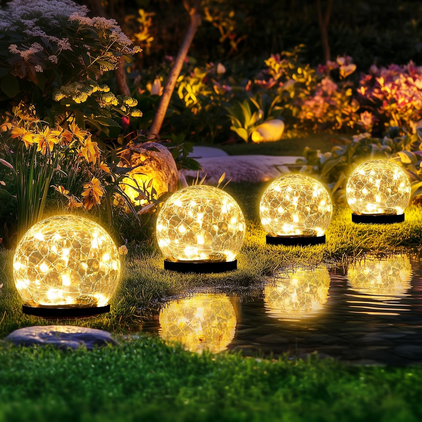 Solar Lights Outdoor for Yard Patio Porch - 4 Pack Warm White