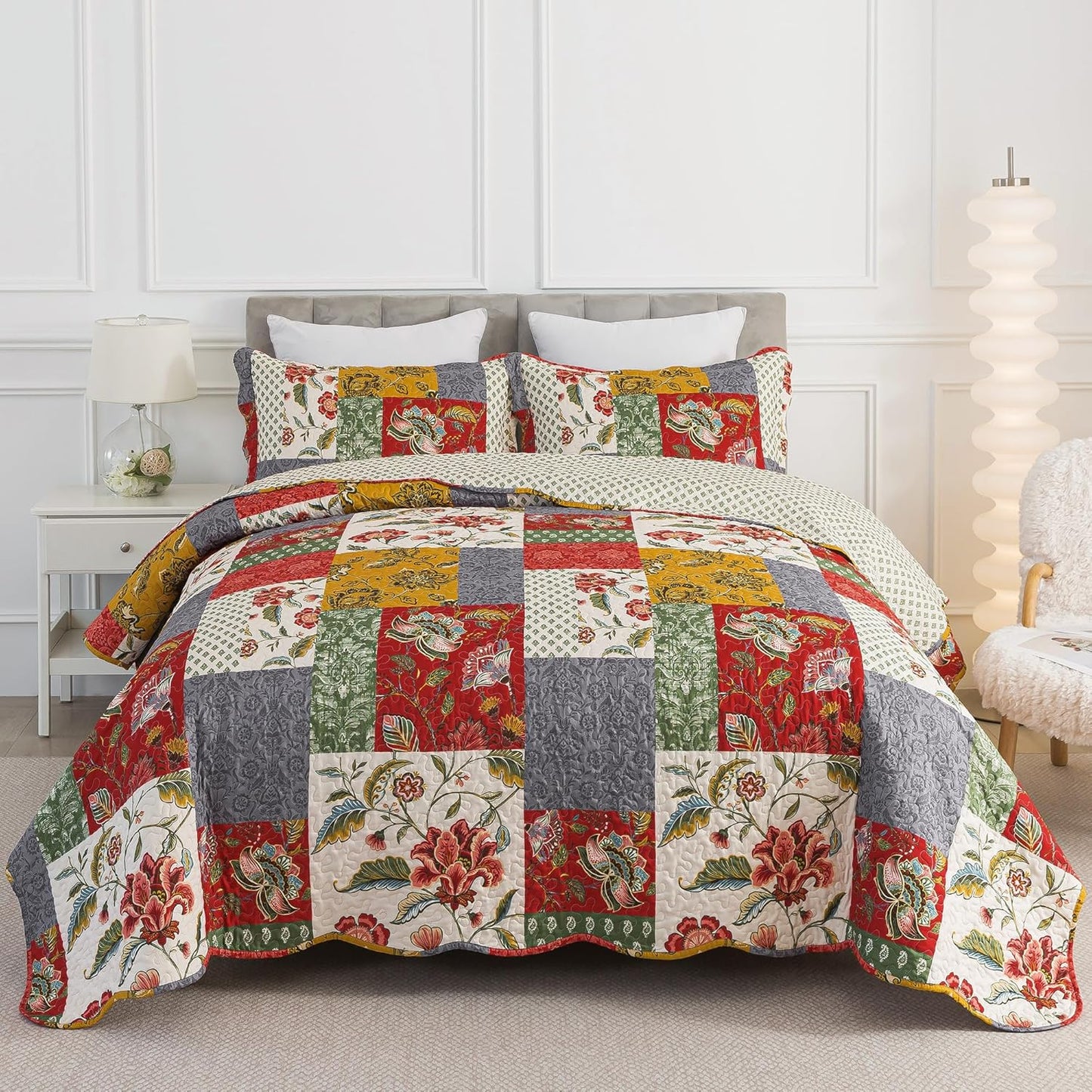 HoneiLife King Size Quilt Set - Lightweight Patchwork Bedspread