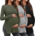 3 Pack Women's Maternity Shirts Ribbed Long Sleeve Tunic Tees Clothing