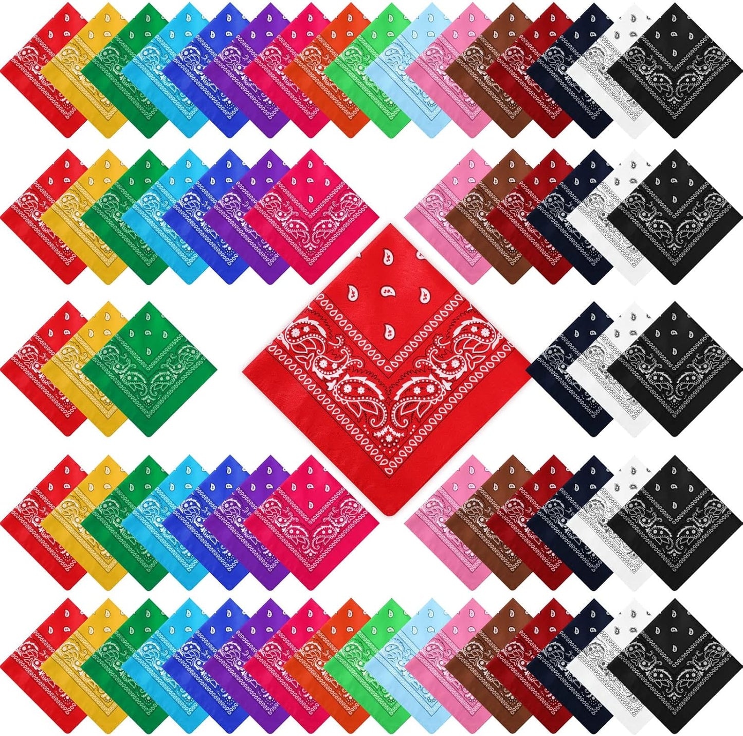 100 Pack Unisex Paisley Bandanas for Cowboy Themed Parties