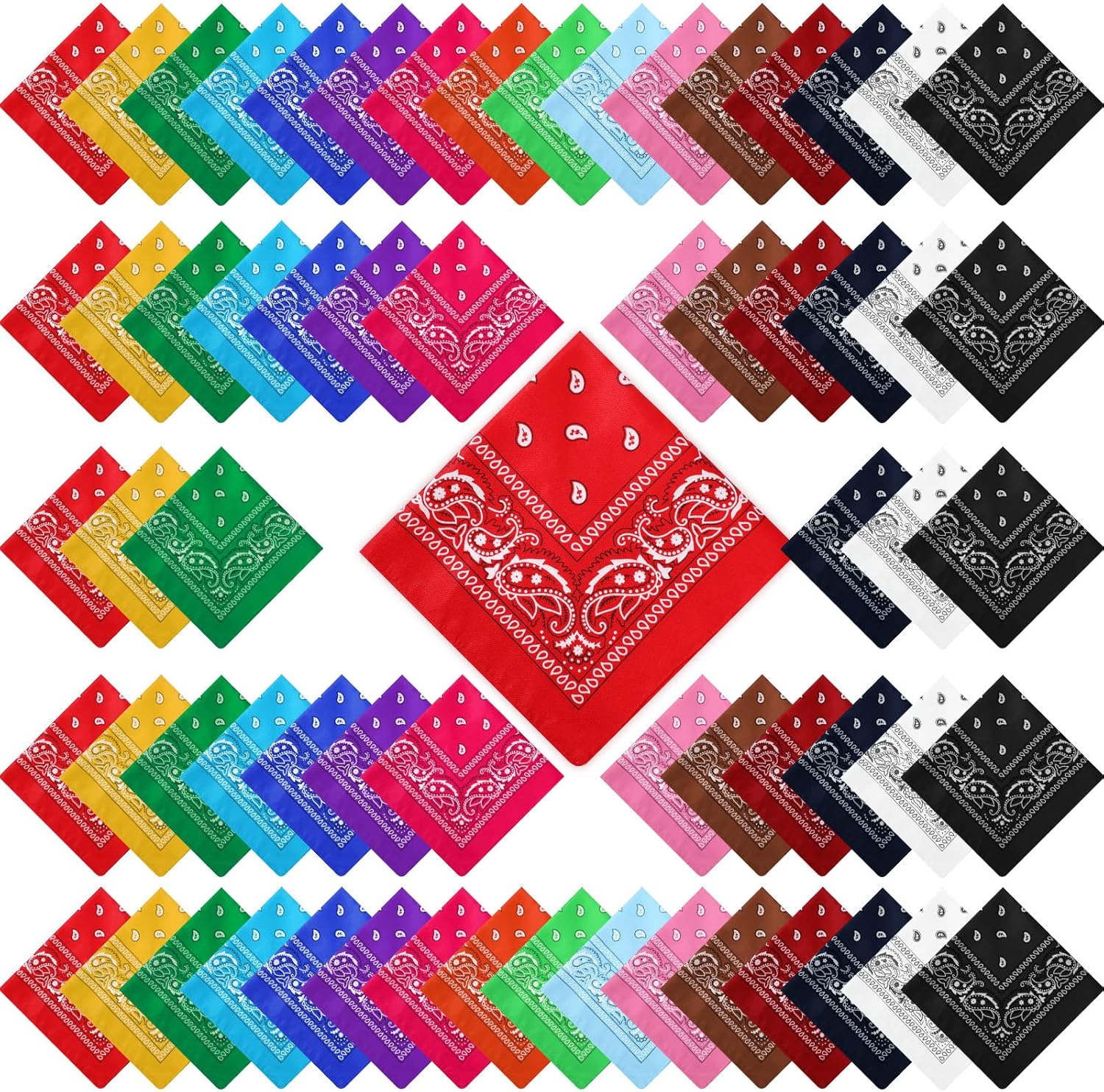 100 Pack Unisex Paisley Bandanas for Cowboy Themed Parties