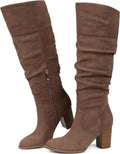 Suede Knee-High Boots for Women - Chunky Block Heel 3in