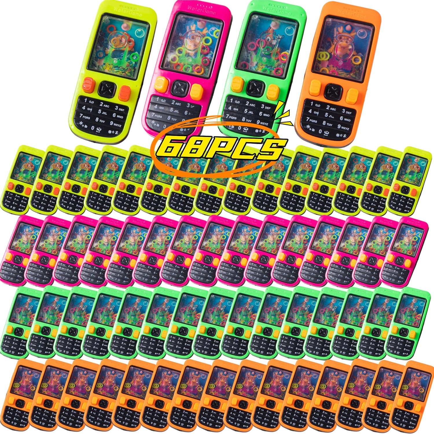 68 Pcs Handheld Water Ring Games for Kids Birthday Party Favors